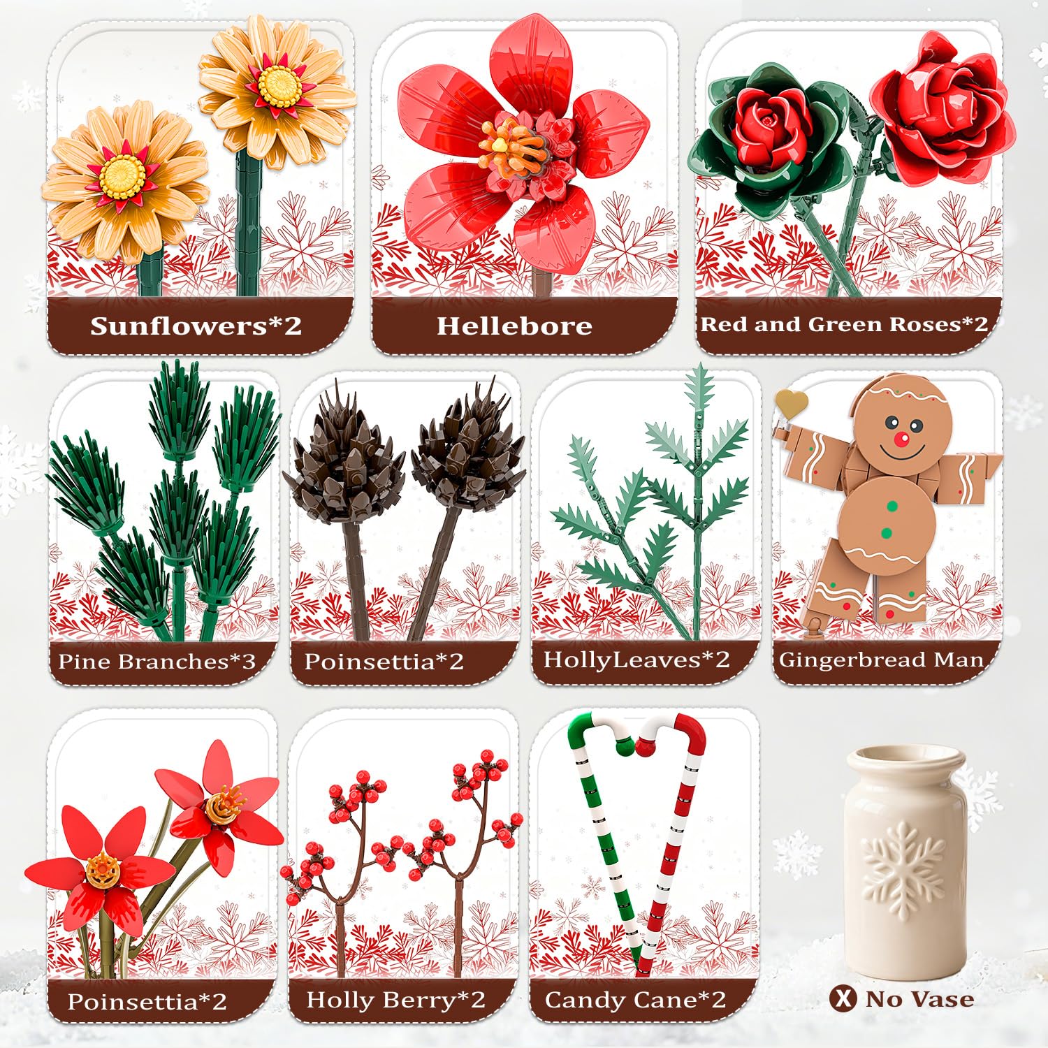 Gingerbread man accents from Mavo brix bouquet set