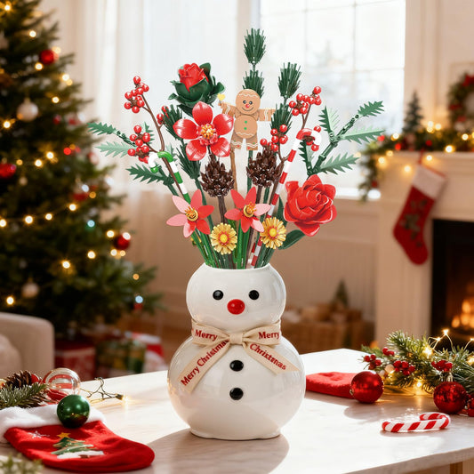 Mavo brix holiday centerpiece assembly with red and green elements