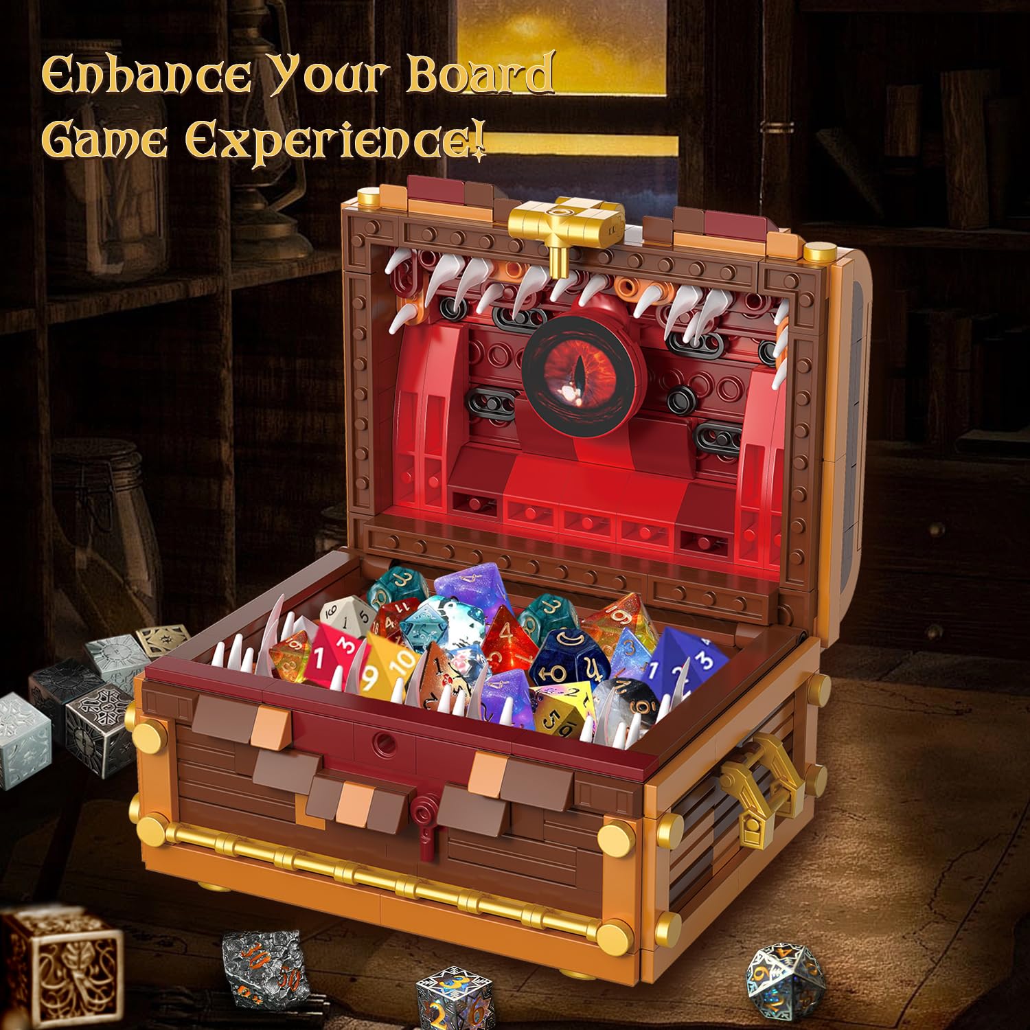 Mavo brix Mimic Chest movable eyes add lifelike charm to gaming setup.