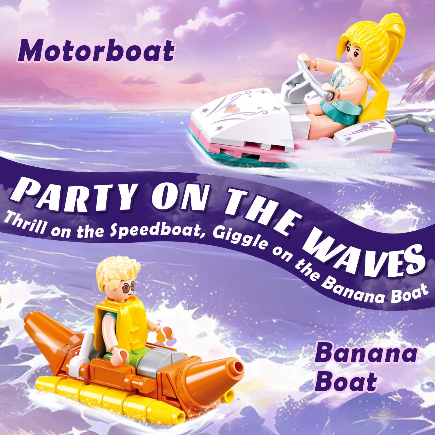 Mavo Brix Pink Yacht speedboat enables fast, dynamic play.