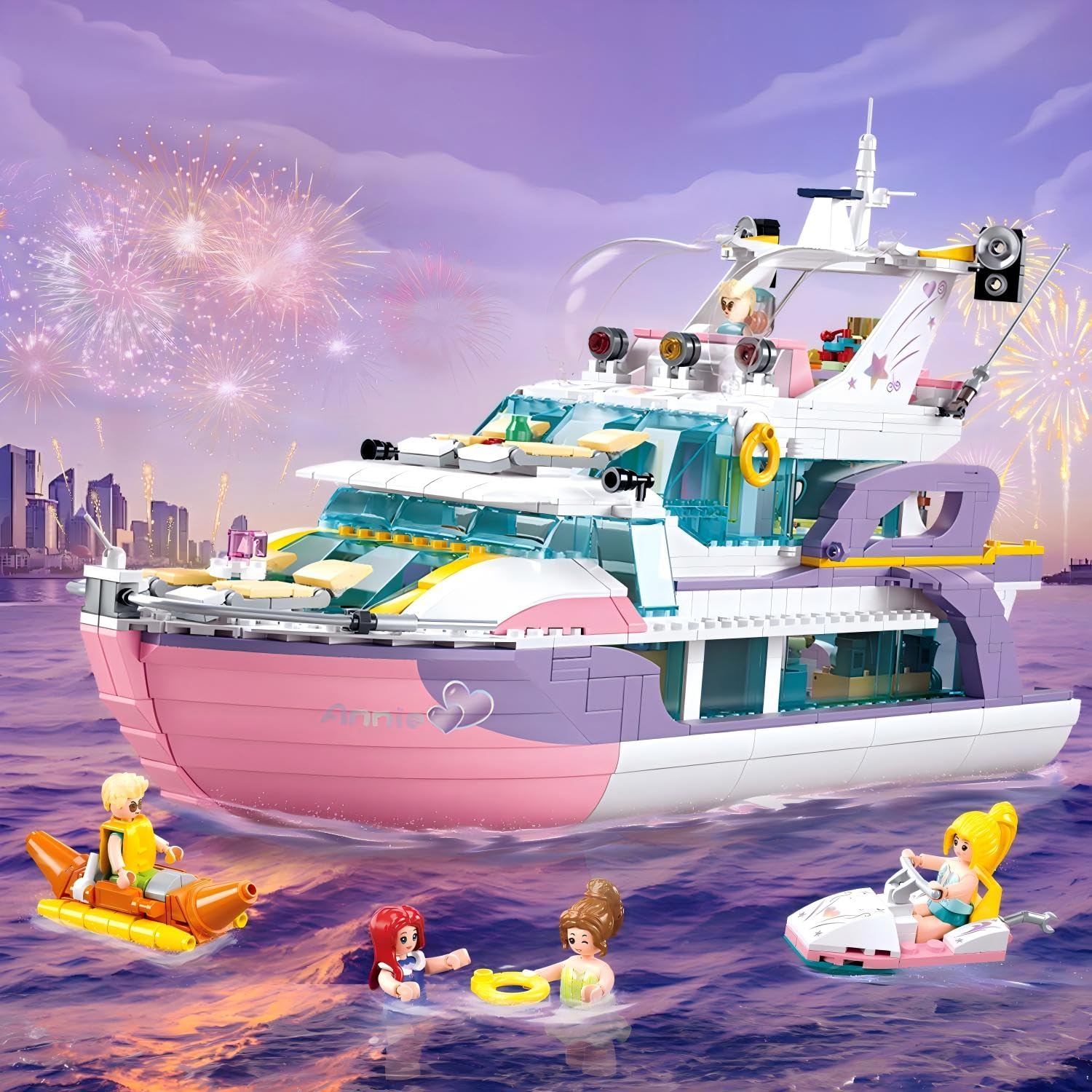 Mavo Brix Pink Yacht Lego-compatible design expands building options.