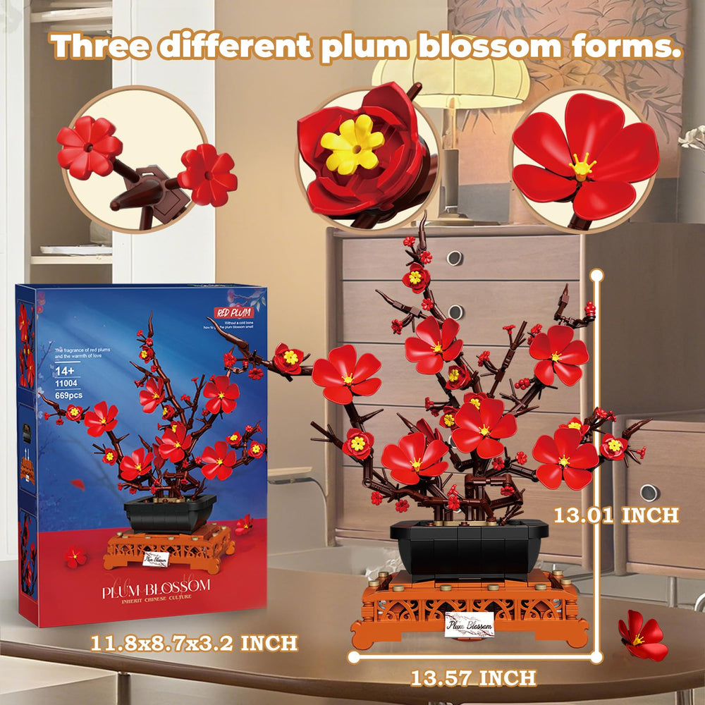 Mavo brix Plum Blossom Building Set gift packaging makes a thoughtful present for decor lovers.