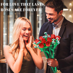 Mavo Brix roses bouquet building set includes 619 pieces to build a vivid rose bouquet
