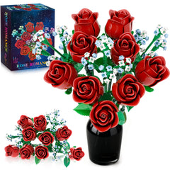Mavo Brix roses bouquet building set shows rose icons for a timeless decorative keepsake