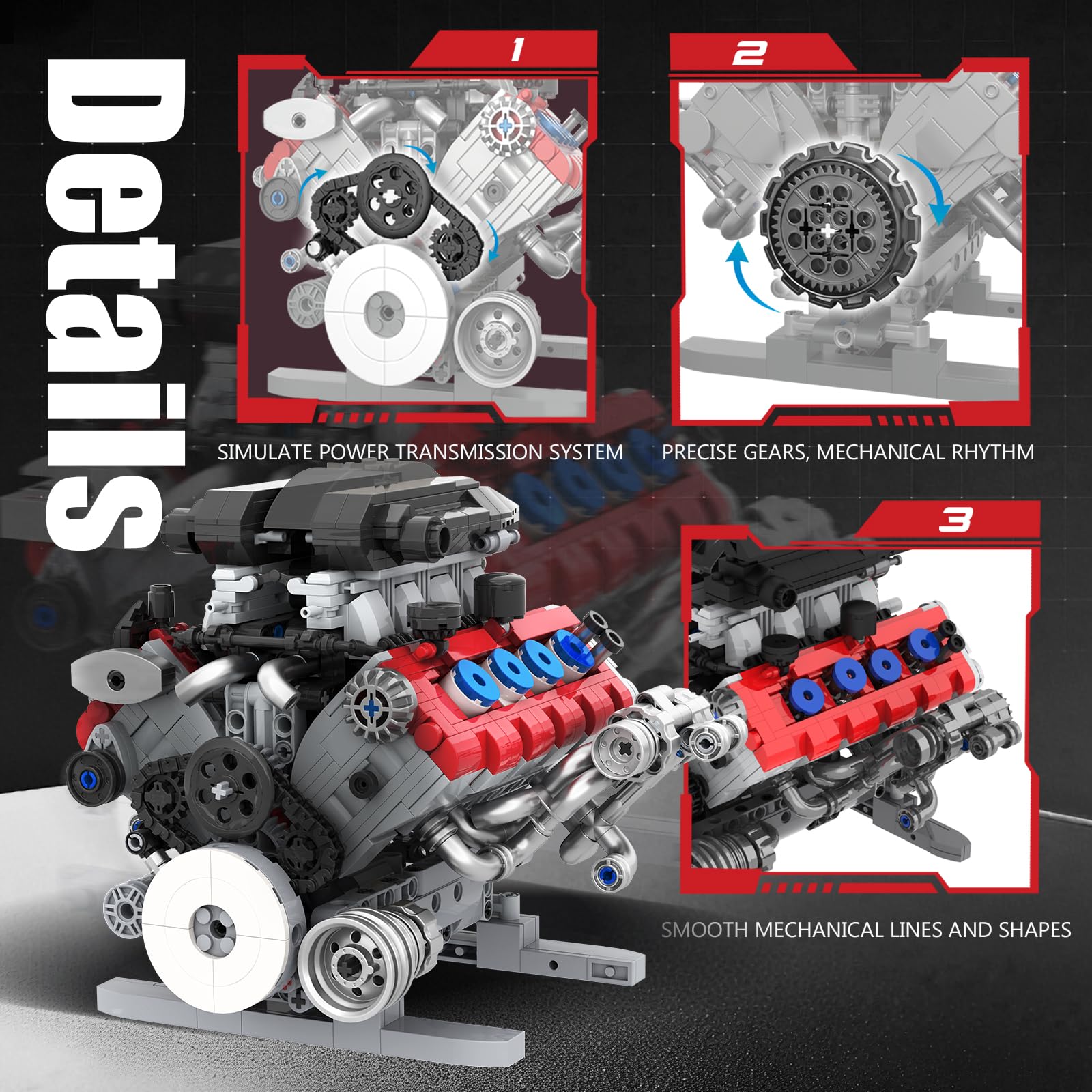 Mavo brix V8 engine model 360-degree open design view