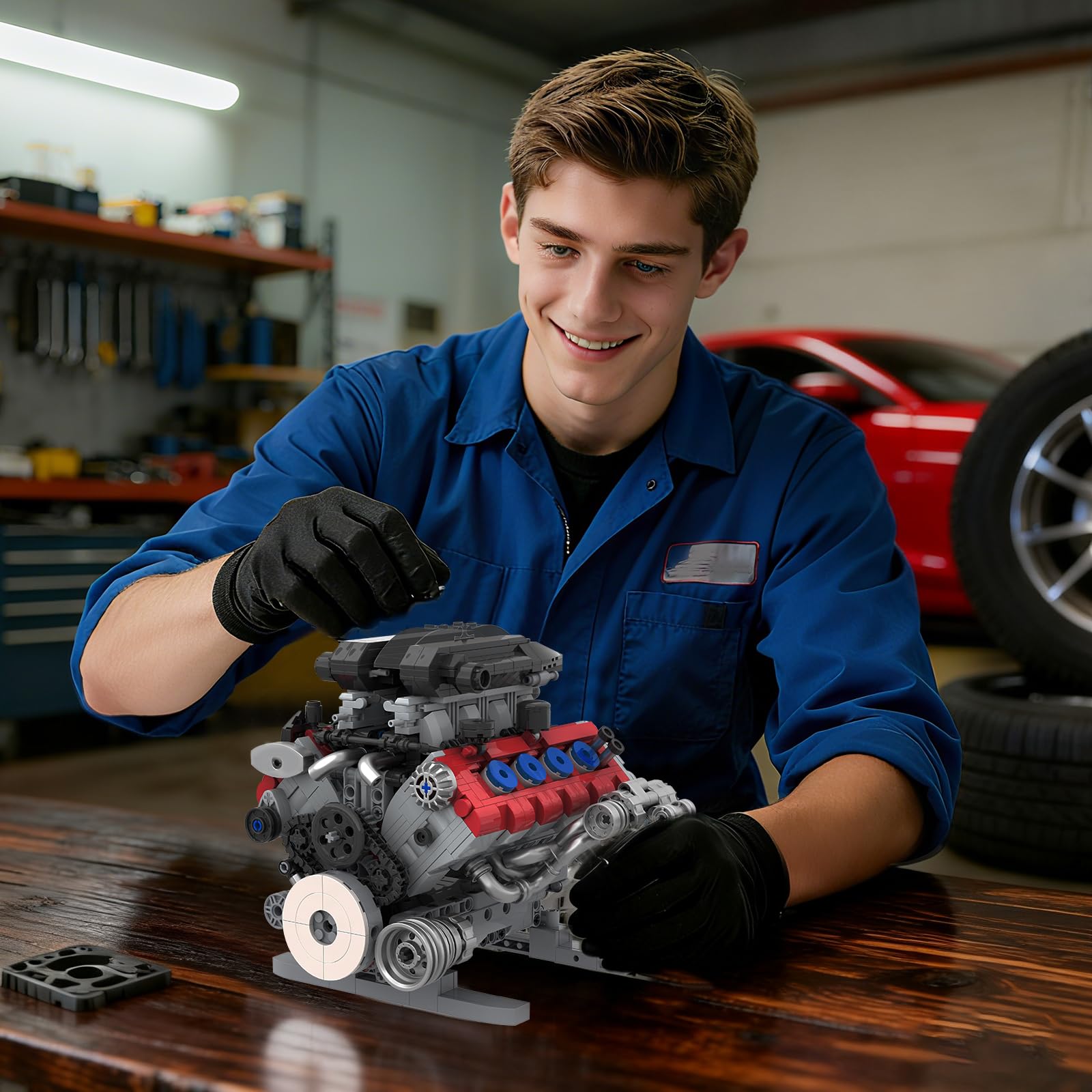 Mavo brix V8 engine model ABS blocks with smooth edges