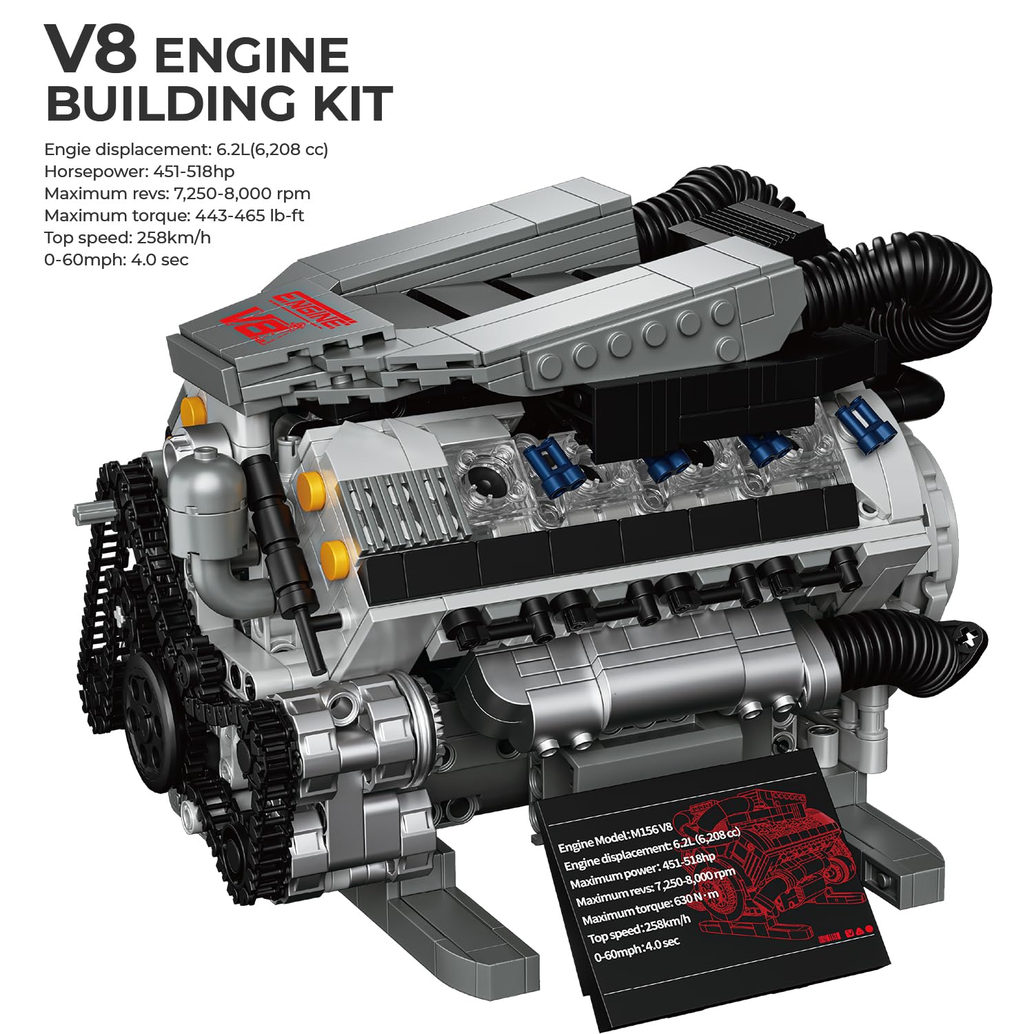 Drive motor powers the Mavo brix V8 kit for animated operation on a desk