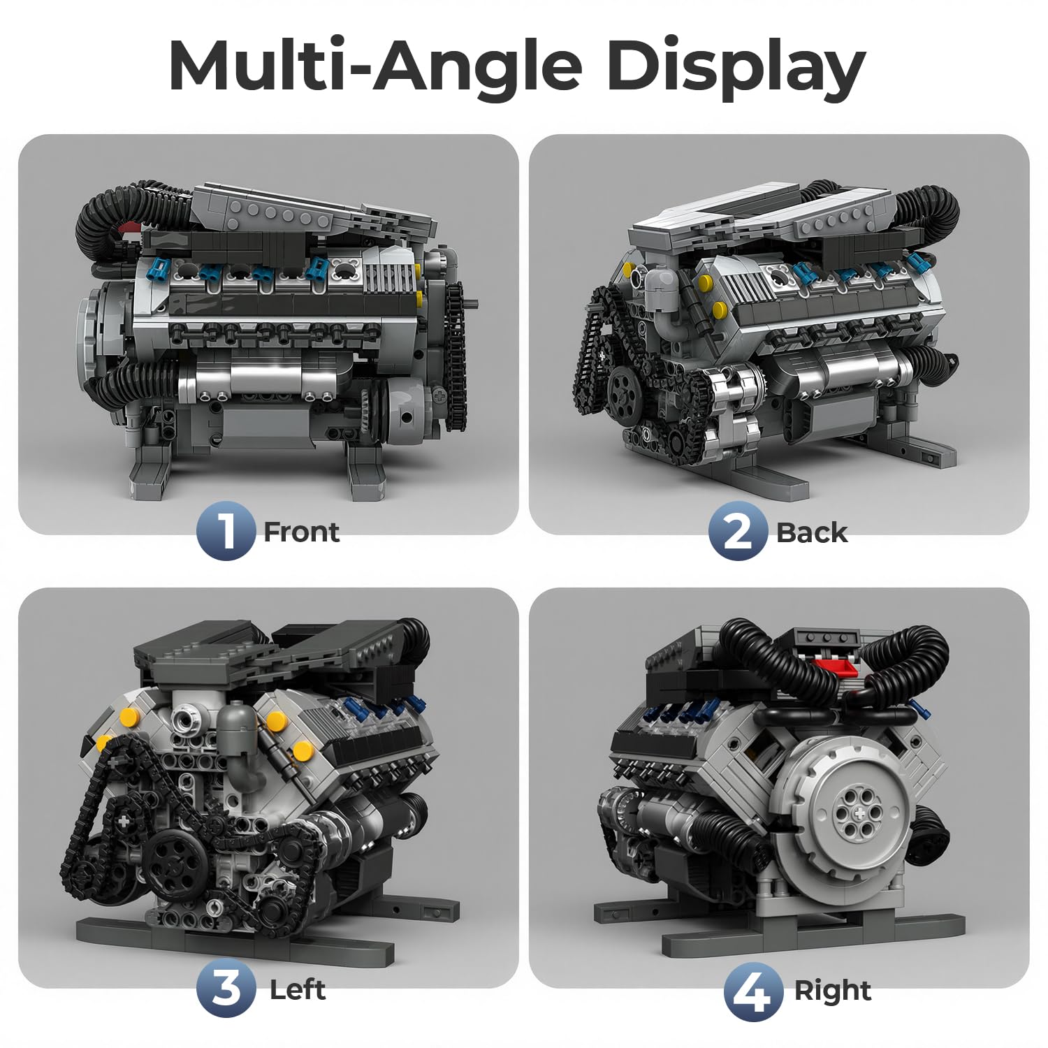 Clear cylinder head reveals piston action inside the Mavo brix V8 engine model