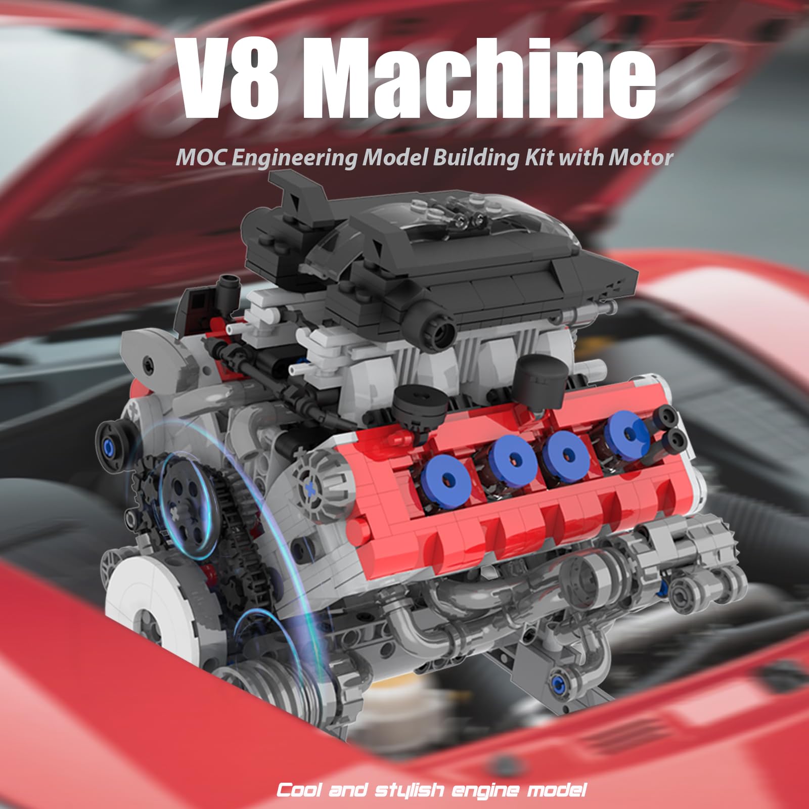 Mavo brix V8 engine model turbocharger detail enhances realism