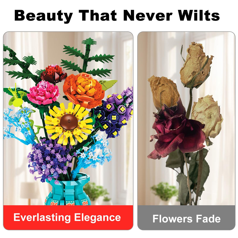 Mavo Brix patterned vase complements the wildflower bouquet beautifully.