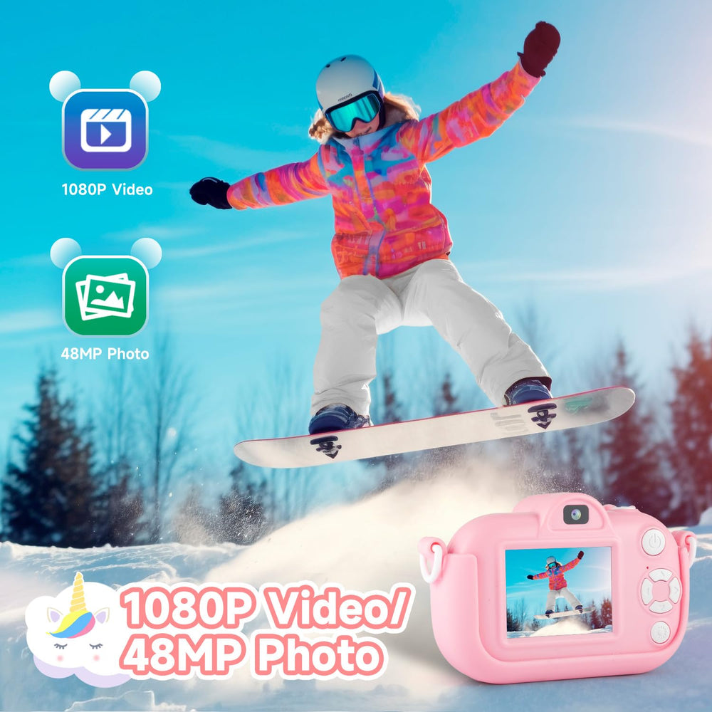 MAVOKIS Kids Camera records 1080p video for clear memories.