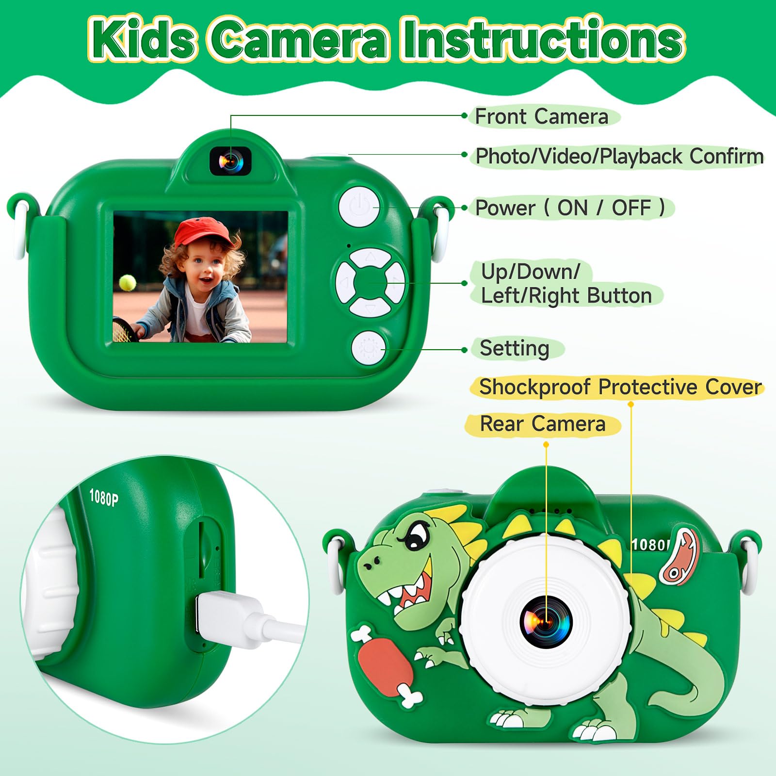 MAVOKIS kids camera portable design, lightweight for on-the-go play.