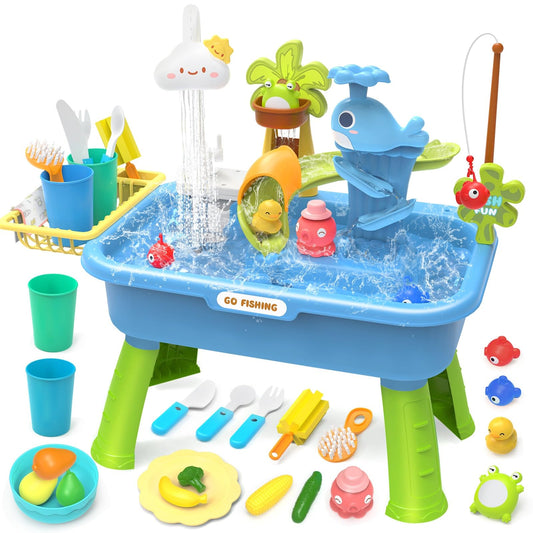 Max & Deril 21-Inch Play Sink with running water for immersive pretend kitchen fun