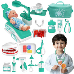Max & Deril toy doctor kit dentist chair green for realistic pretend dental visits
