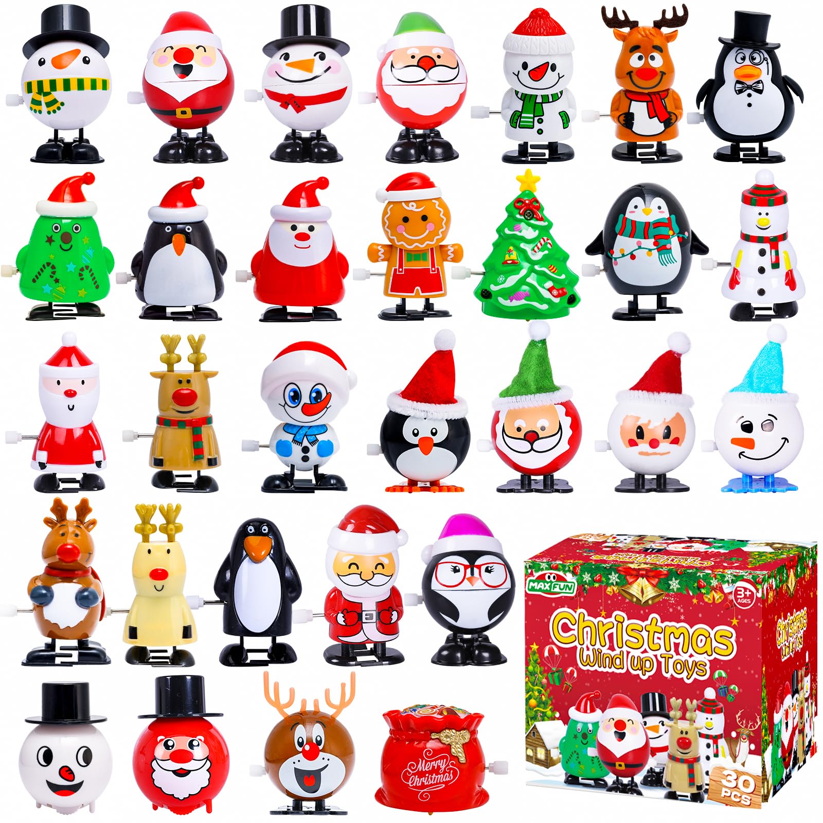 Max Fun Christmas wind-up Santa toy for festive goody bags and lively playtime