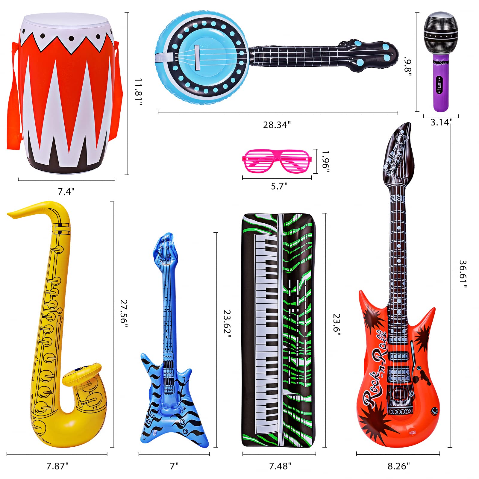 Max Fun inflatable bass guitar boosts rock themed decor and games