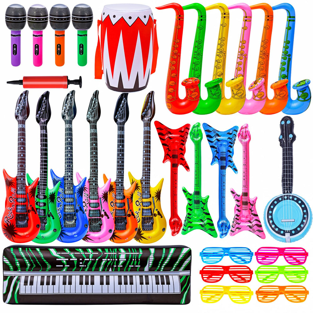 Max Fun inflatable rock star guitar for vibrant party decor and kids' play