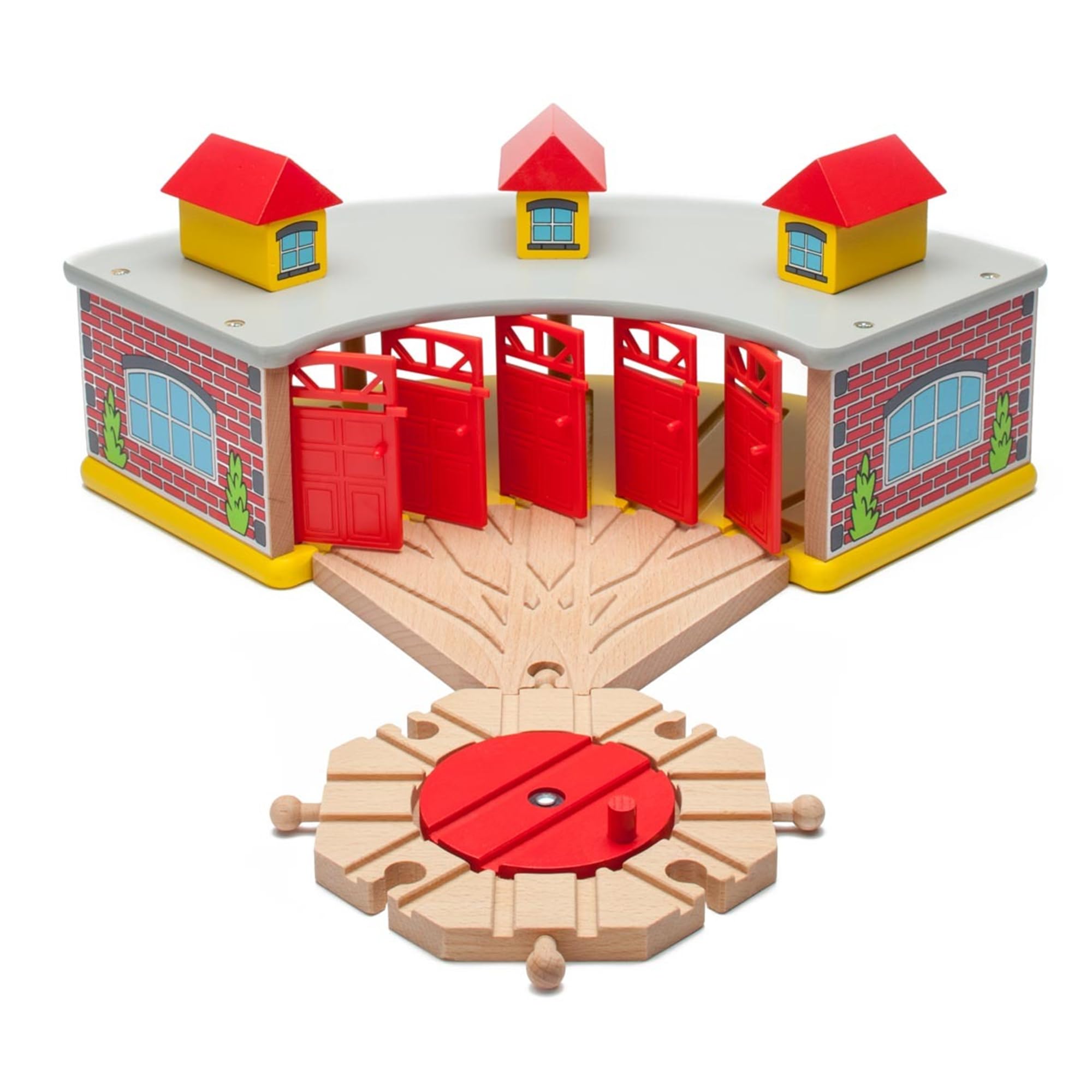 Maxim Enterprise wooden roundhouse with rotating turntable for imaginative play