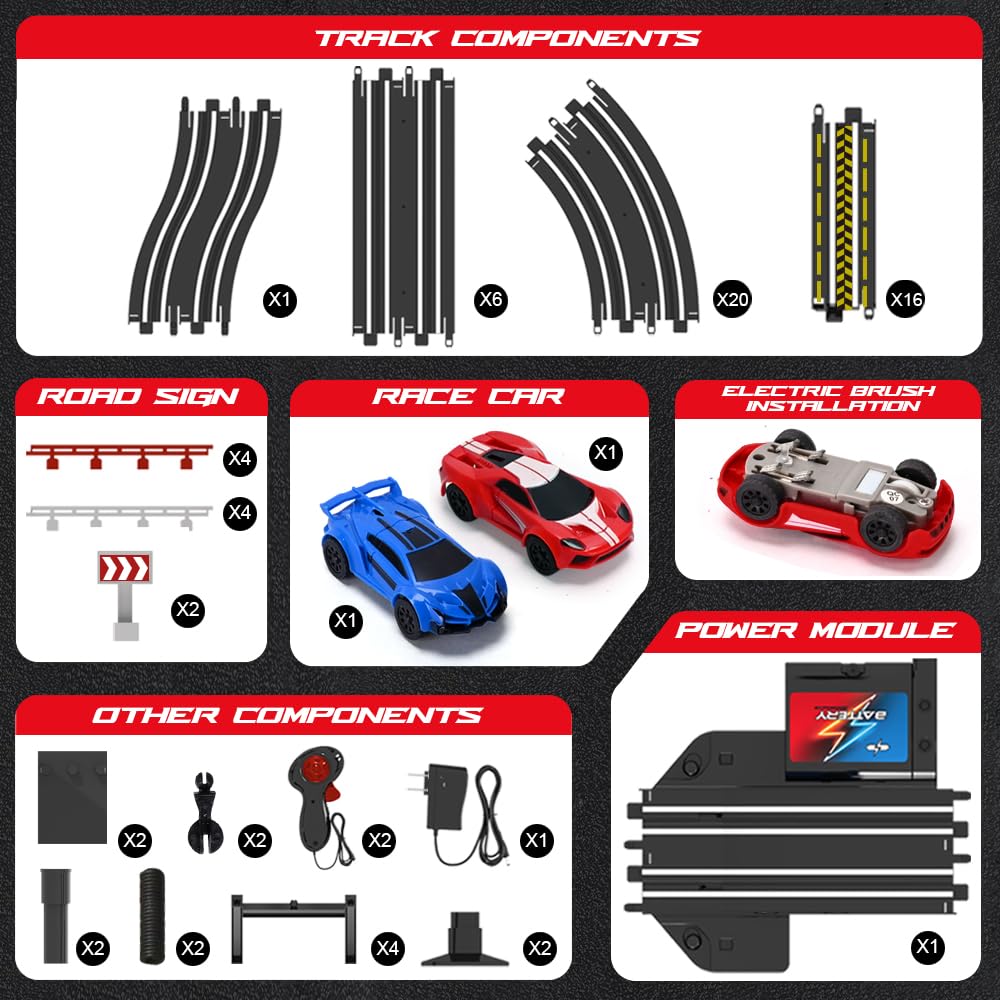 Maxiryx Slot Track Set two high-speed cars included for fast races