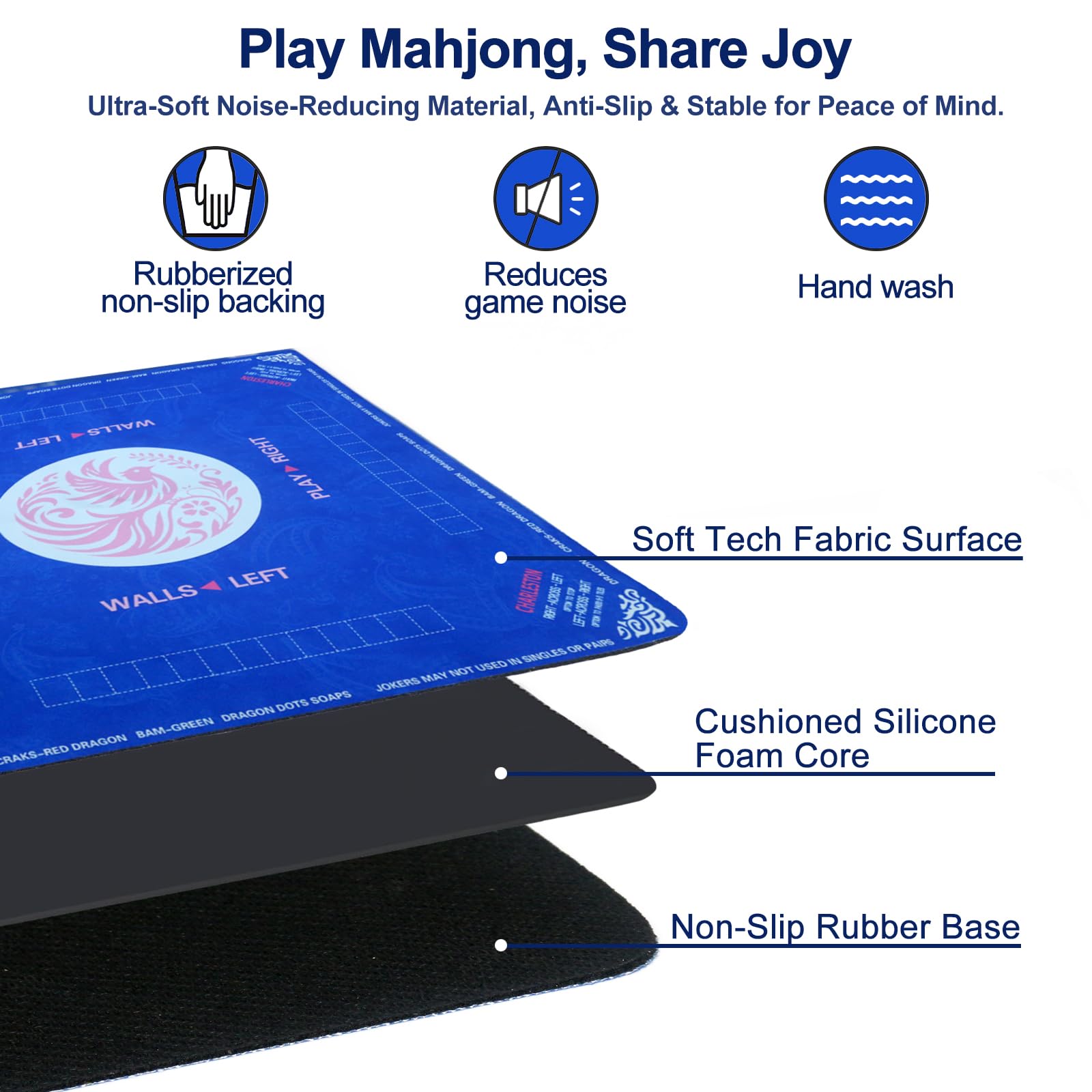 Maxsolve Mahjong Mat with printed rules helps newcomers learn quickly