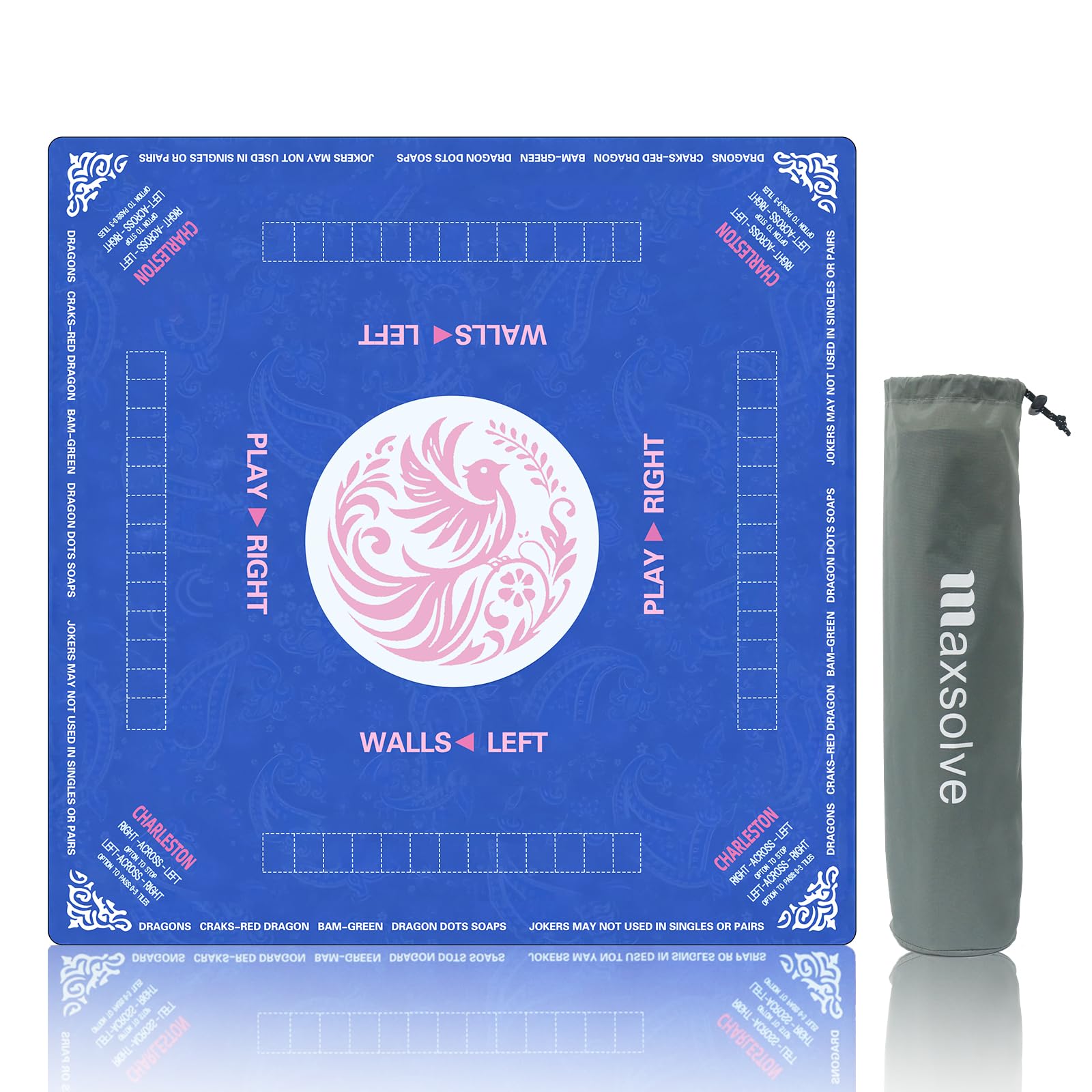 Maxsolve Mahjong Mat on table with a clean tabletop setup for smooth play