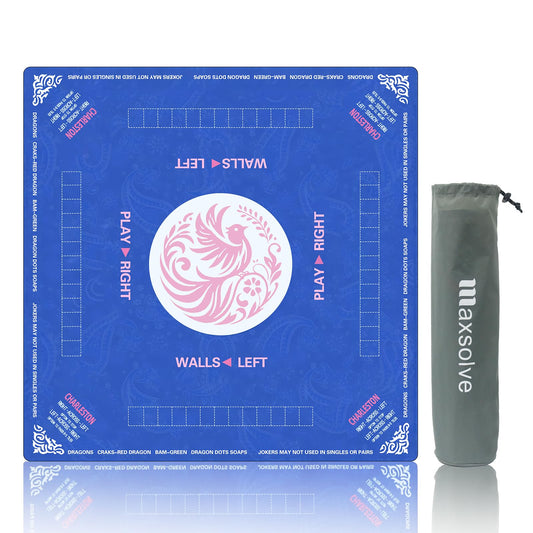 Maxsolve Mahjong Mat on table with a clean tabletop setup for smooth play