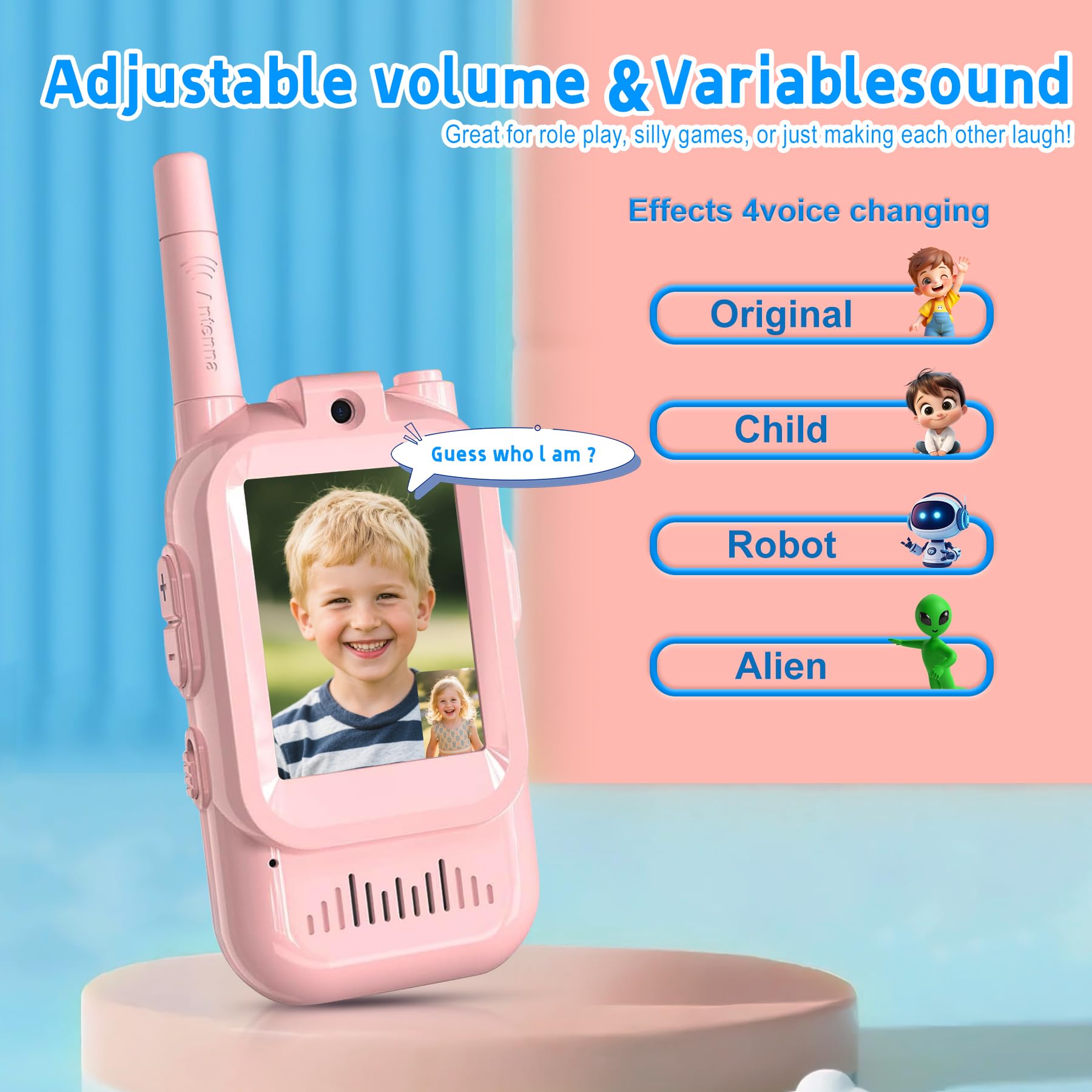 MaxTalker video walkie talkie kids compact handheld design for small hands.