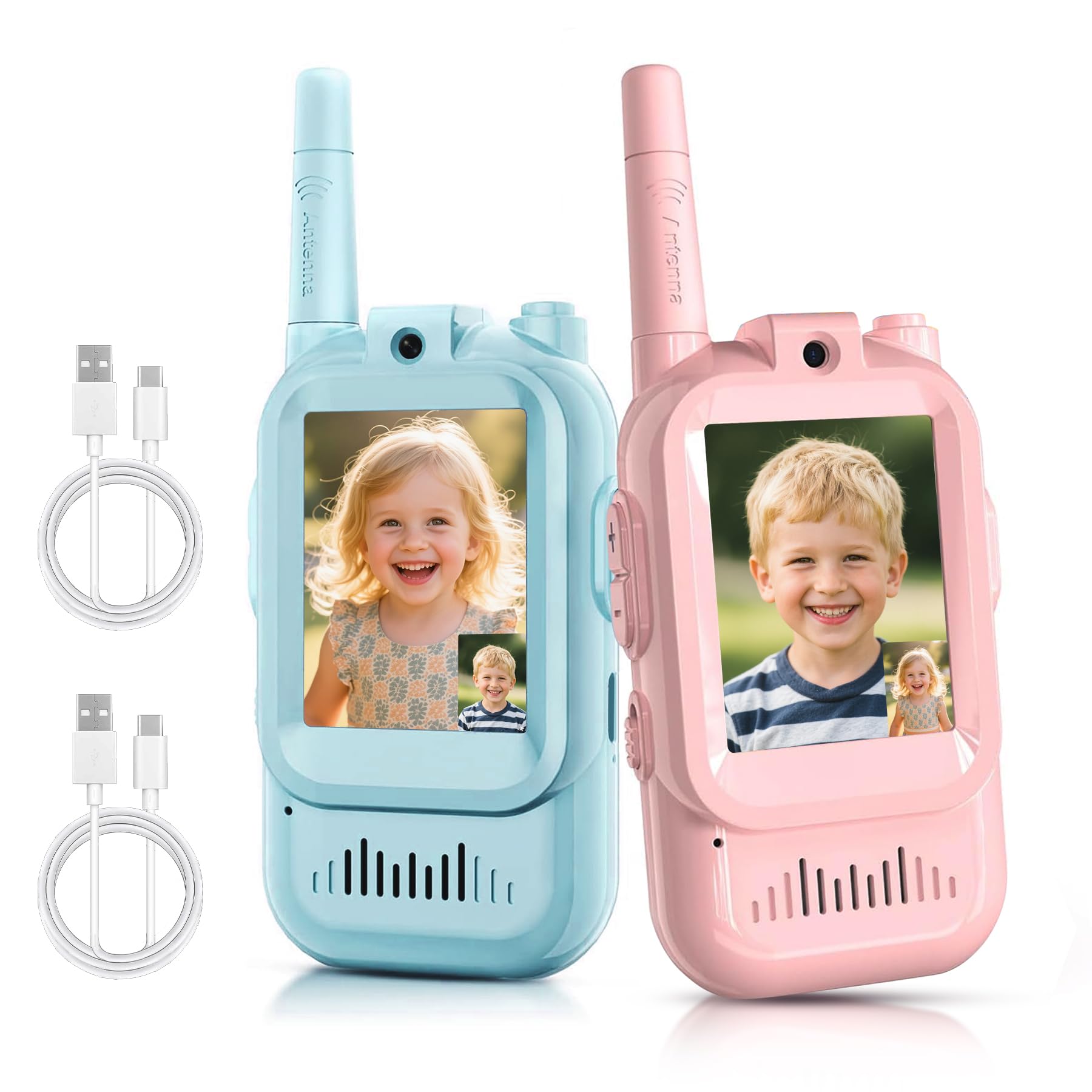 MaxTalker video walkie talkie kids front view for outdoor play.