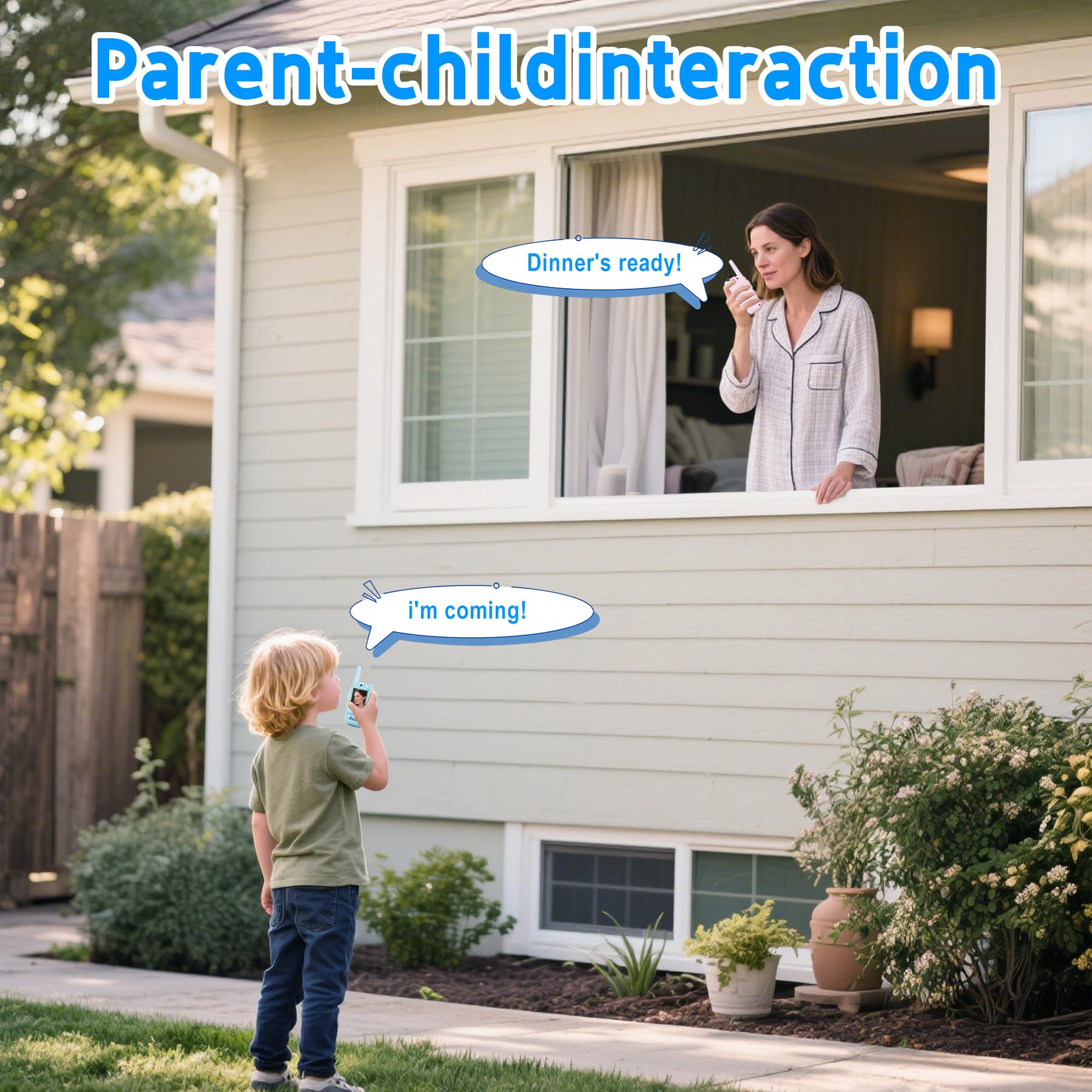 MaxTalker video walkie talkie kids rechargeable battery indicator on display.