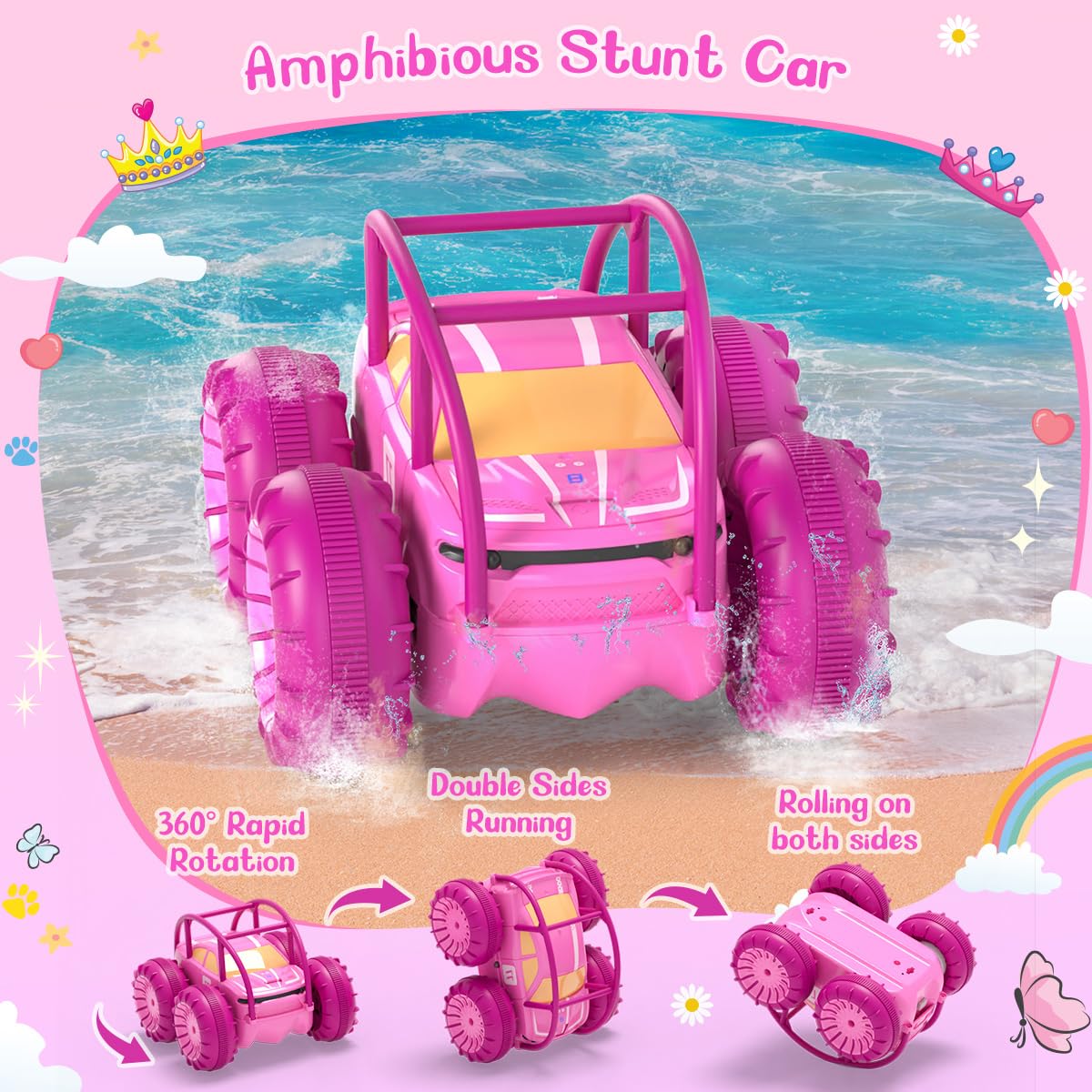 MaxTronic Amphibious RC Car 4WD traction handles varied terrain