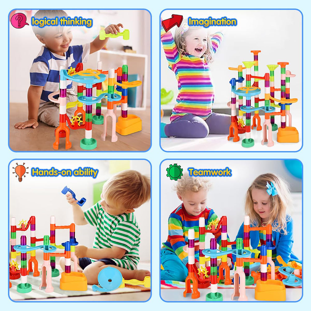 MaxTronic Marble Run curved tracks encourage exploration and problem-solving.