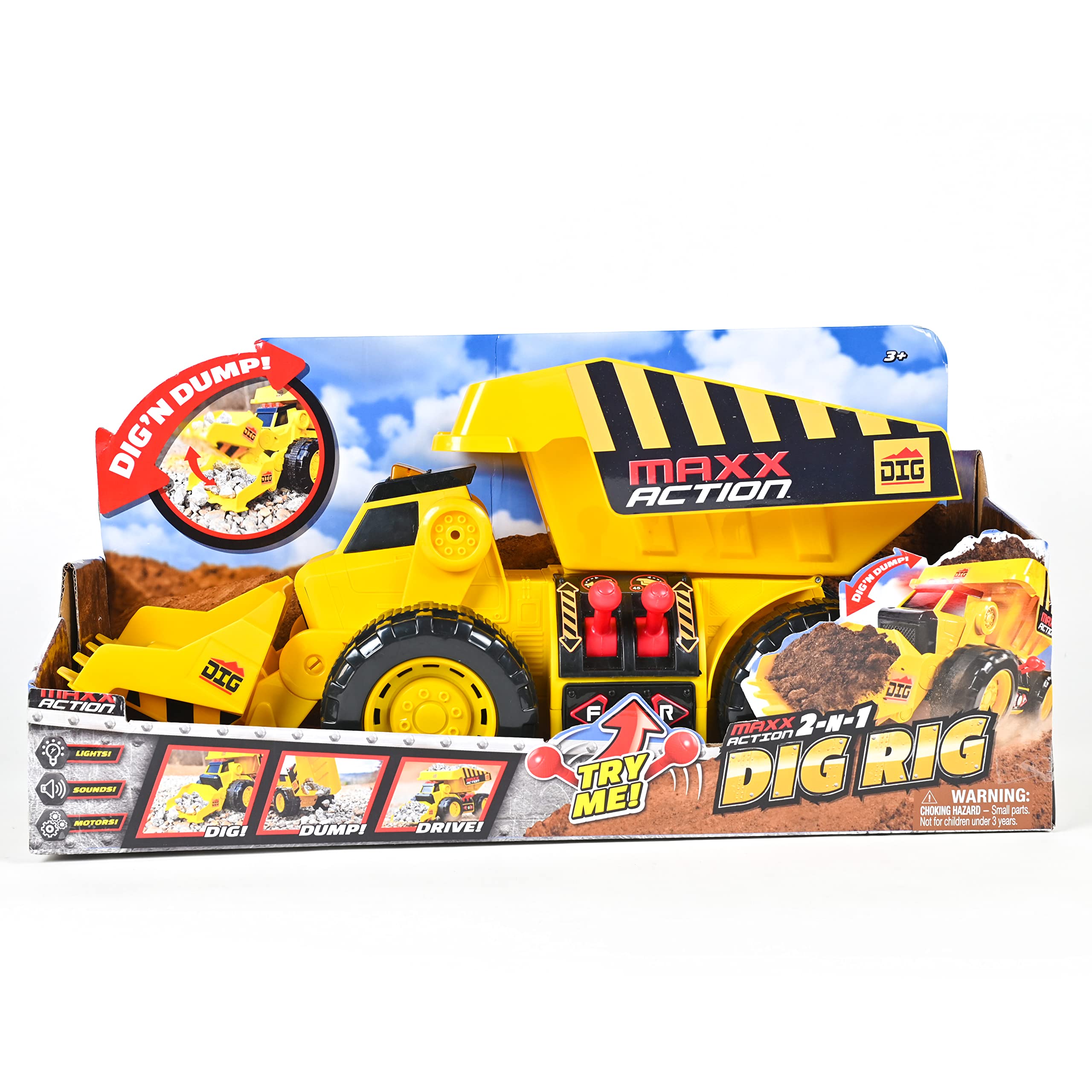Maxx Action Dig Rig toy invites imaginative, independent play sessions for kids.