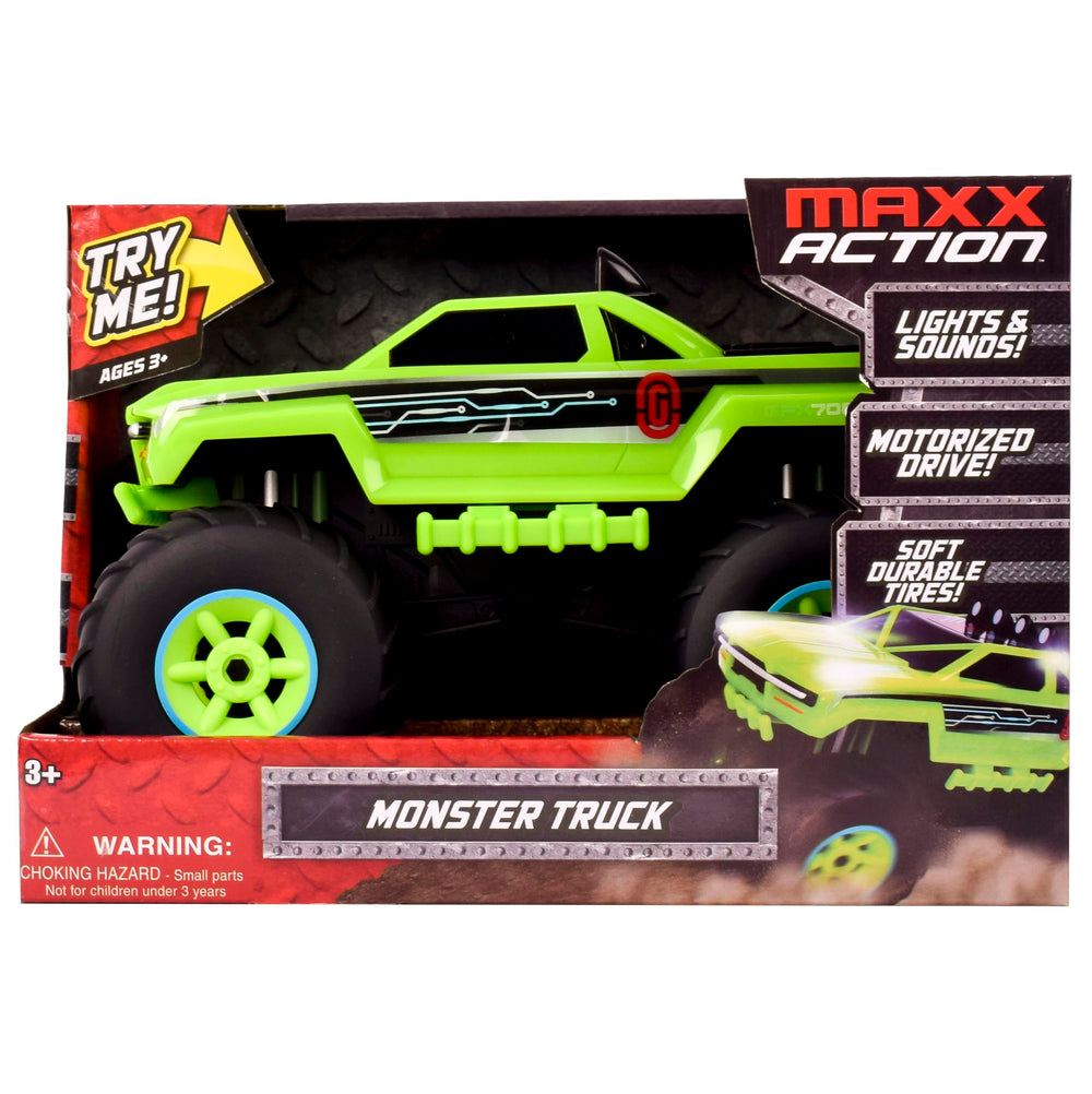 Colorful lights and sounds from Maxx Action grab attention during playtime.