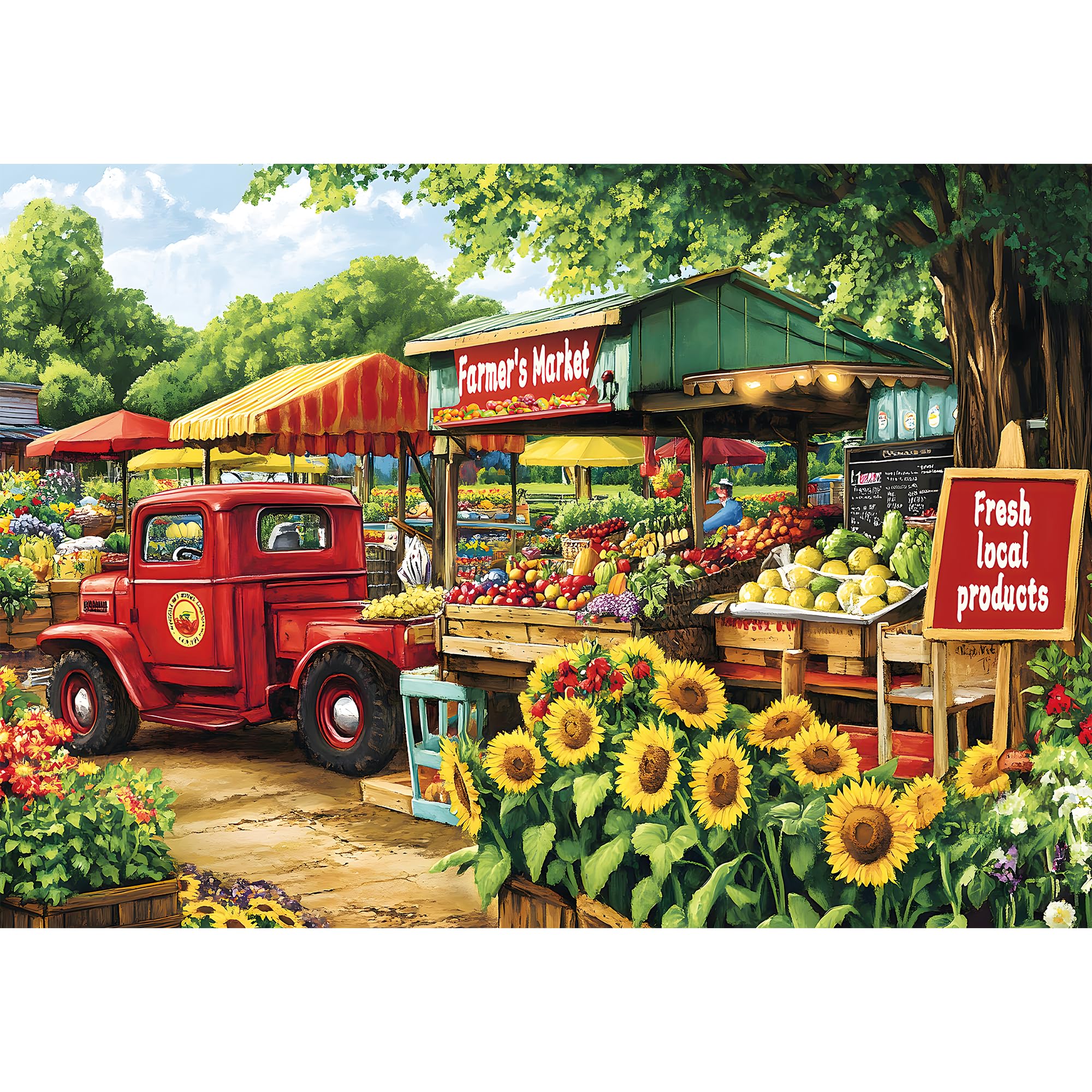 MAXZN 2000-piece farmers market puzzle for immersive family bonding and mindful focus