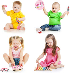 MAXZONE 12-piece wooden instruments set ideal for preschool music class