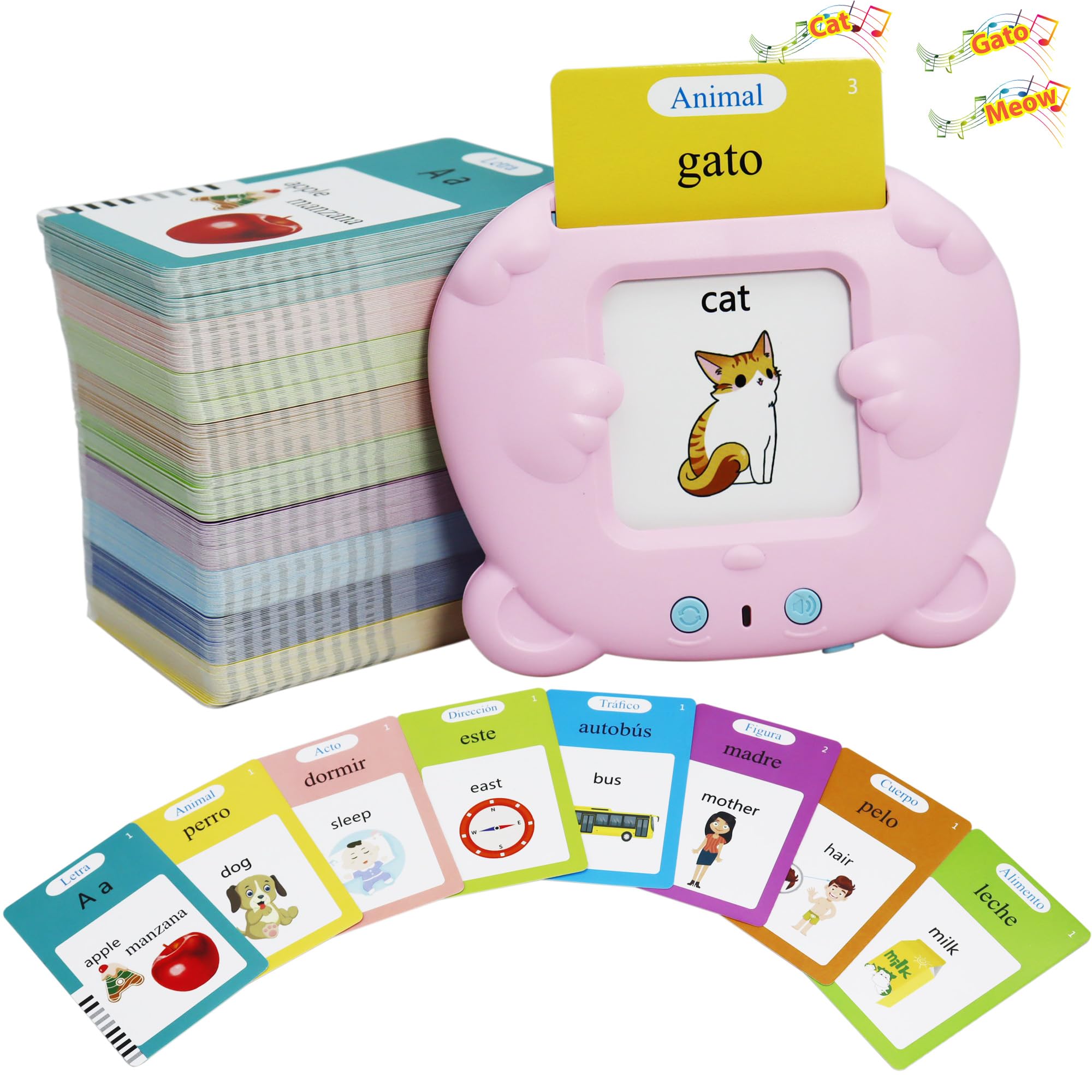 MAYAPHILOS bilingual flash cards pack cover for kids learning Spanish and English