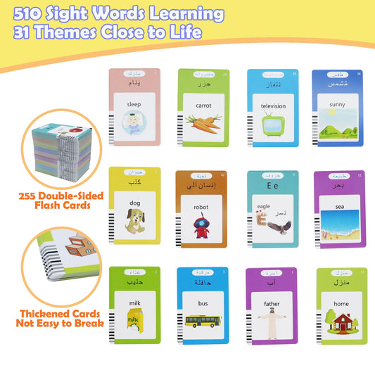 MAYAPHILOS english-arabic words on cards support bilingual vocabulary growth.