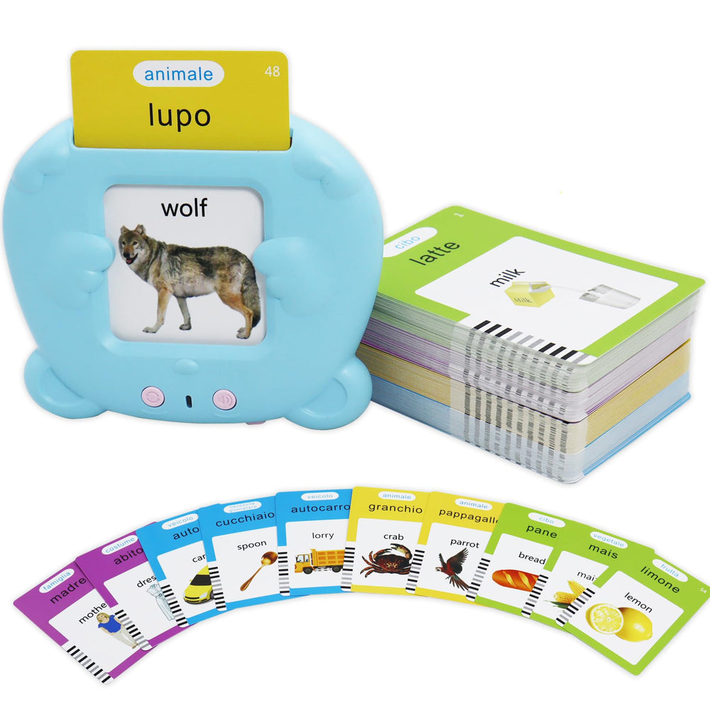 MAYAPHILOS flashcards reader with Italian-English words for early bilingual learning.