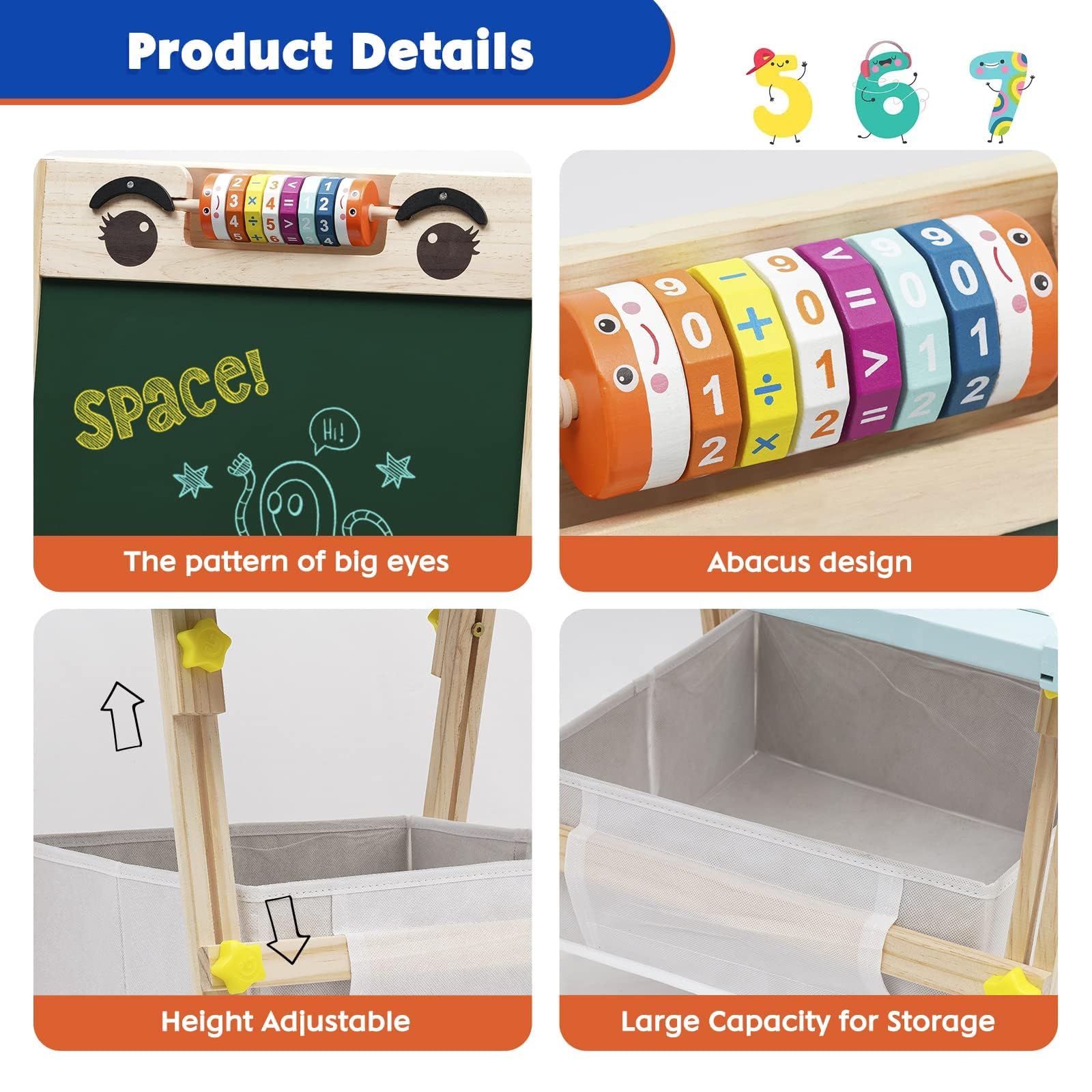 Maycoly Kids Easel adjustable height keeps kids comfortable as they grow.