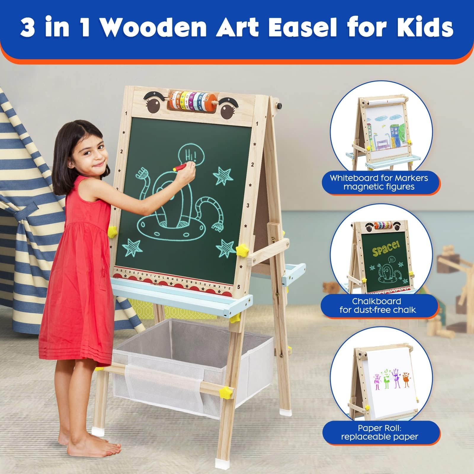 Maycoly Kids Easel with non-slip feet ensures stable art sessions.