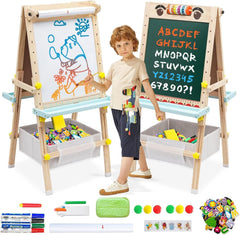 Maycoly Kids Easel with paper roll top supports shared art sessions and continuous doodling.