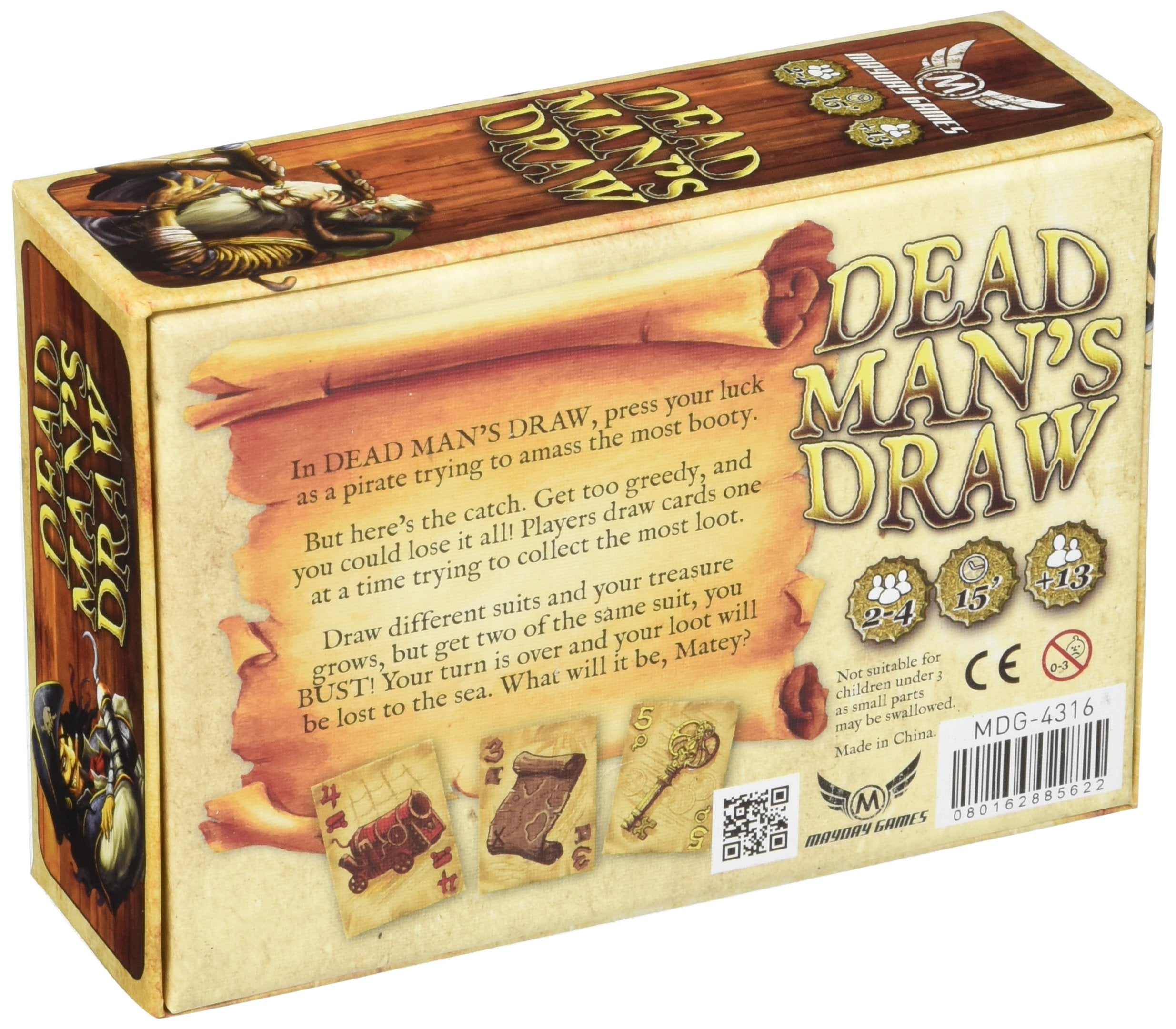 Mayday Games Dead Man's Draw cards featuring loot and trait cards for quick, thrilling rounds.