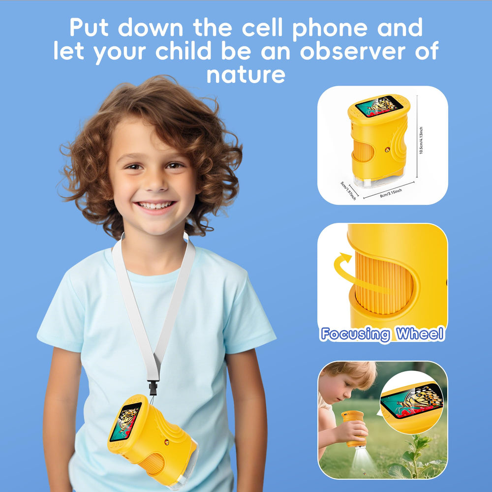 Maydeet Kids Microscope manual focus enables easy focusing on tiny subjects.