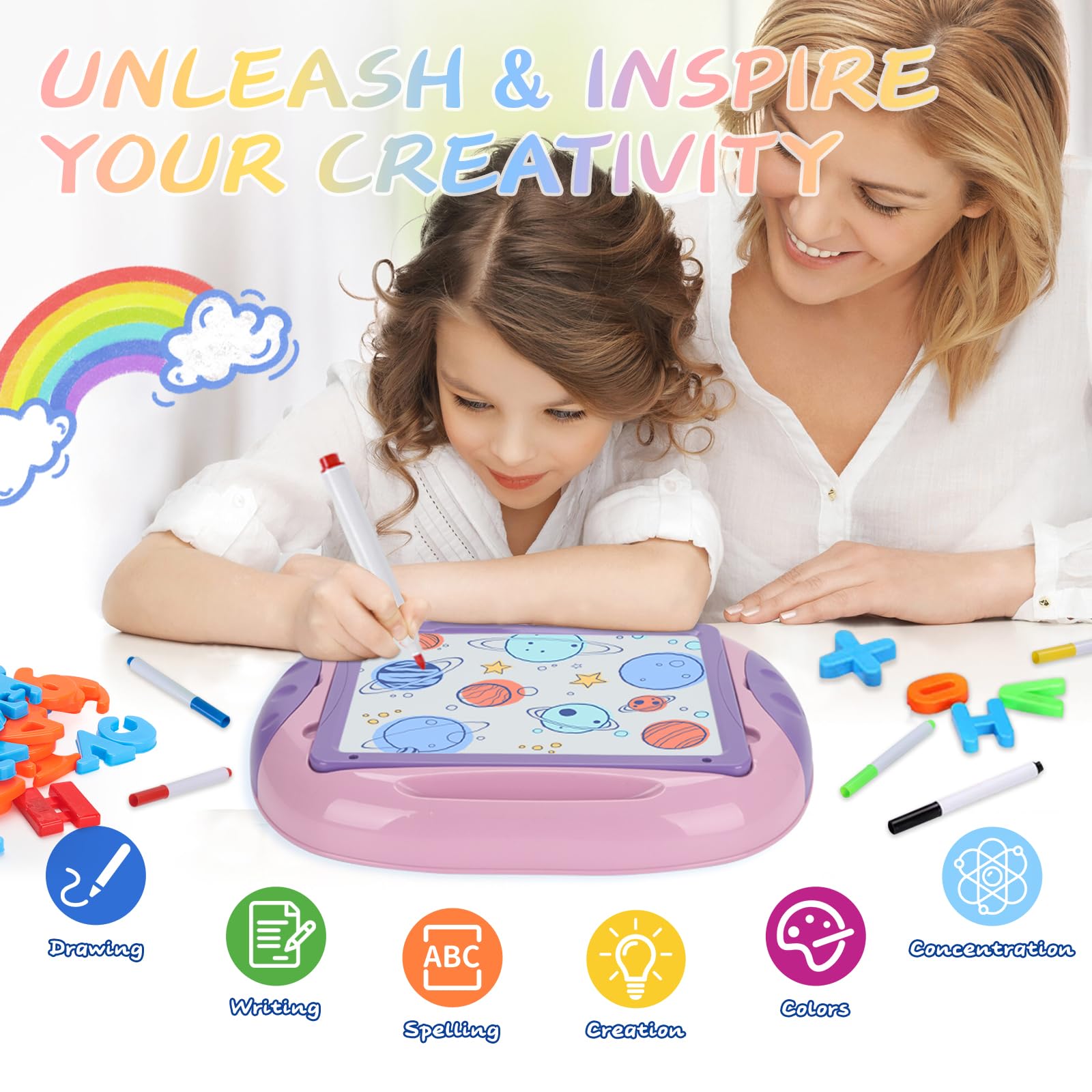 MAYESAR accessory kit includes chalk, pens, and eraser for versatile art sessions.
