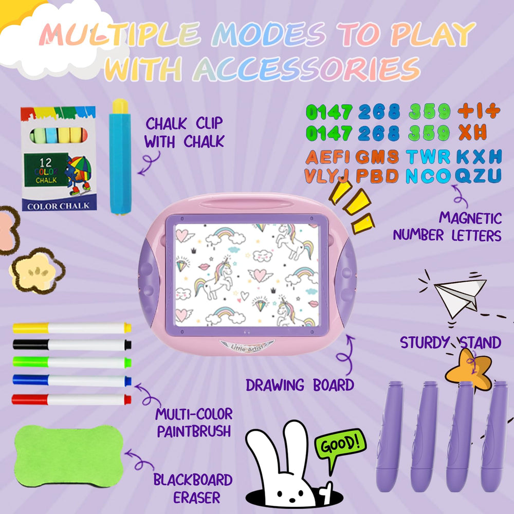 MAYESAR double-sided whiteboard for painting and practicing letters.