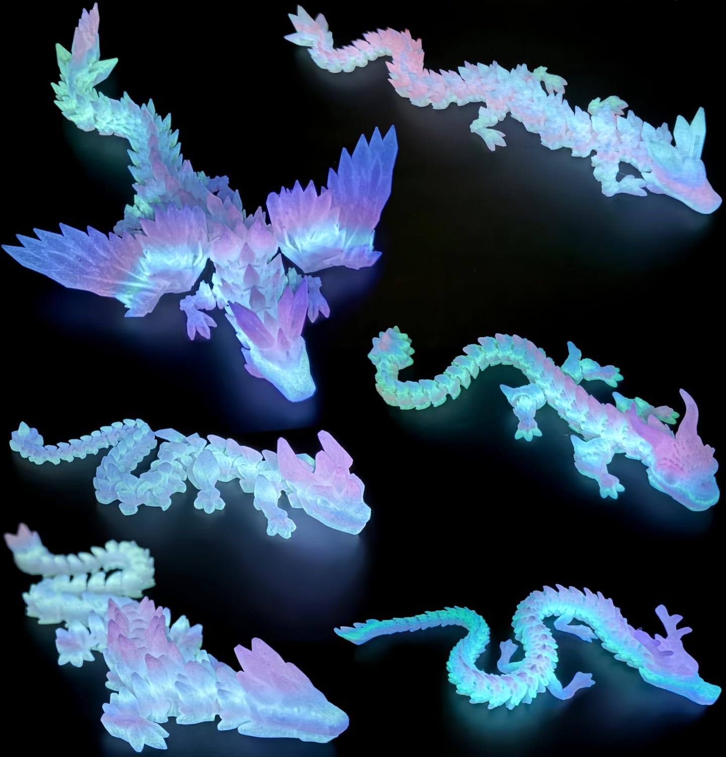MAYICAL 12-inch Crystal Dragon glowing desk decor with ambient light