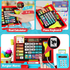maysida cash register with microphone and scan button for interactive role-play