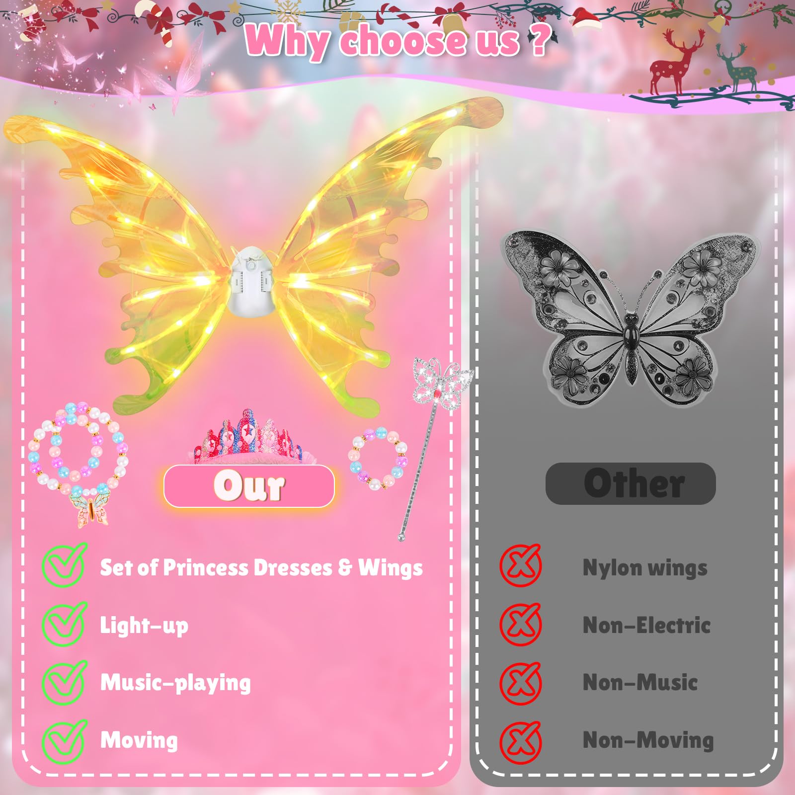 Maysida crystal necklace with purple butterfly adds princess sparkle