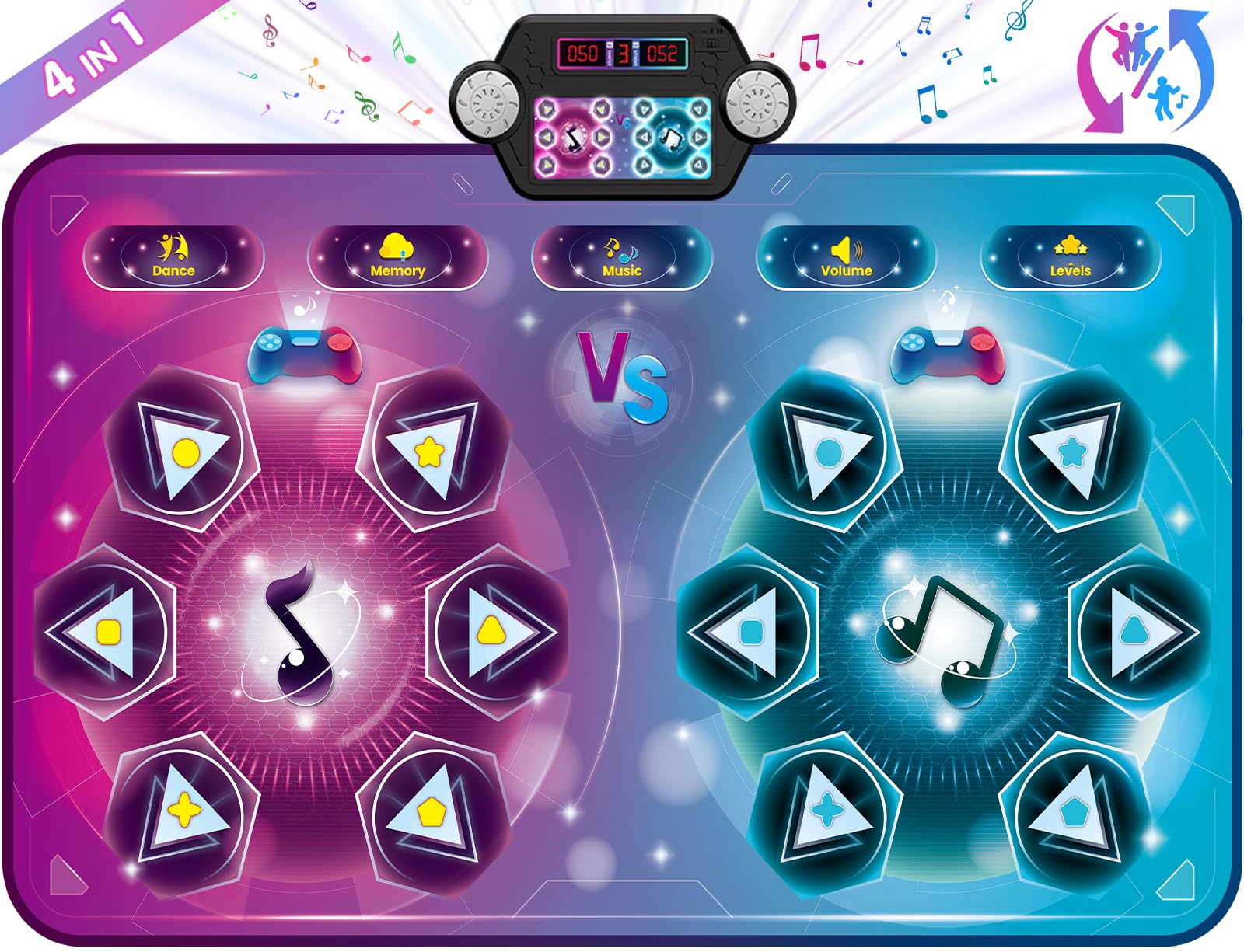 Maysida Dance Mat 12-key layout with vibrant tiles for interactive play and learning.