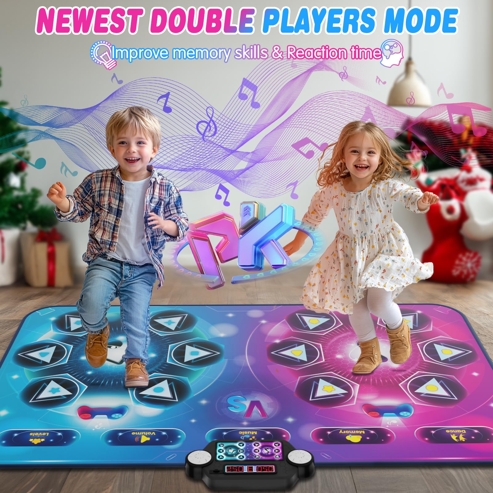 Maysida Dance Mat in two-player mode for friendly dance challenges at home.